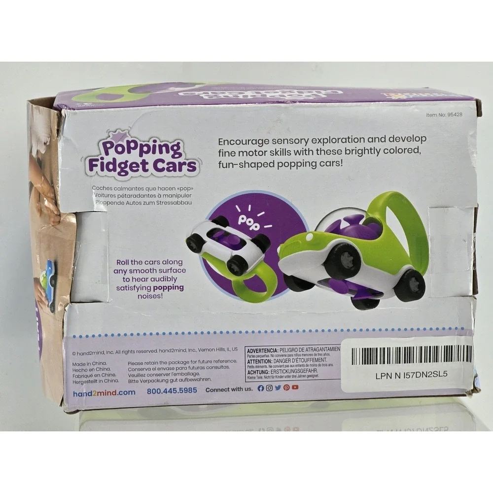 NEW hand2mind Popping Fidget Car 3 Cars Kids Toy Children's‎ Toy Sensory Toy